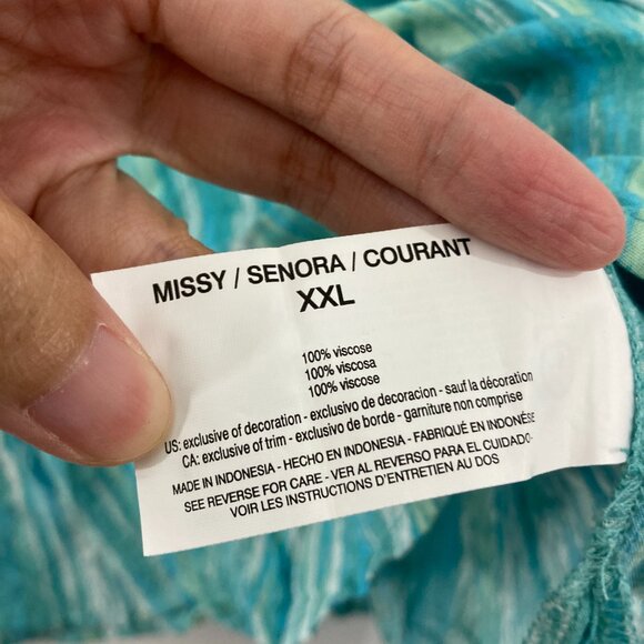 Gloria Vanderbilt size XXL Blue Abstract Split Neck Ultra Soft Comfy Popover Top - Picture 7 of 9